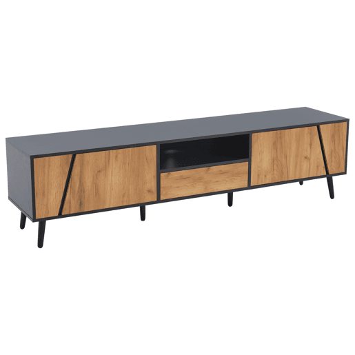 Móvel de TV 180x40x46 cm - Com gavetas e 2 armários - Minimalista com 6 pés de madeira maciça Móvel de TV 180x40x46 cm - Com gavetas e 2 armários - Minimalista com 6 pés de madeira maciça