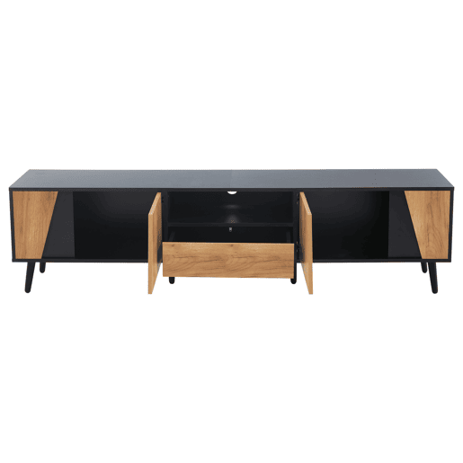 Móvel de TV 180x40x46 cm - Com gavetas e 2 armários - Minimalista com 6 pés de madeira maciça Móvel de TV 180x40x46 cm - Com gavetas e 2 armários - Minimalista com 6 pés de madeira maciça