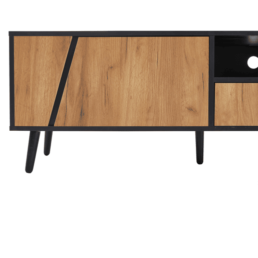 Móvel de TV 180x40x46 cm - Com gavetas e 2 armários - Minimalista com 6 pés de madeira maciça Móvel de TV 180x40x46 cm - Com gavetas e 2 armários - Minimalista com 6 pés de madeira maciça
