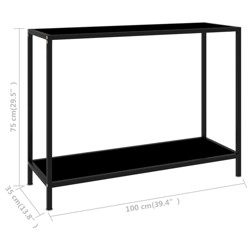 Mesa Consola - Mesa De Entrada 100x35x75 cm vidro temperado preto