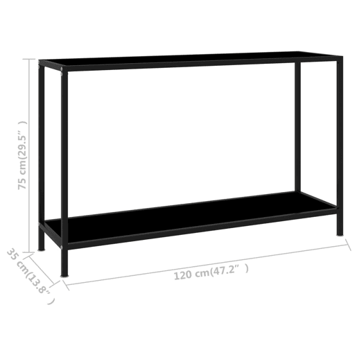 Mesa Consola - Mesa De Entrada 120x35x75 cm vidro temperado preto