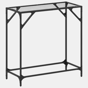 Mesa Consola - Mesa De Entrada com tampo em vidro transparente 80x35x81 cm aço