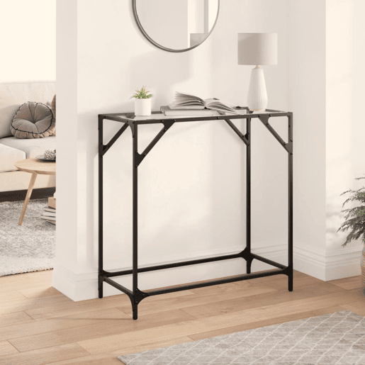 Mesa Consola - Mesa De Entrada com tampo em vidro transparente 80x35x81 cm aço