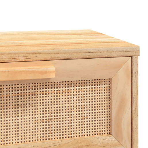 Mesa Consola - Mesa De Entrada 80x30x75 cm pinho maciço e vime natural castanho