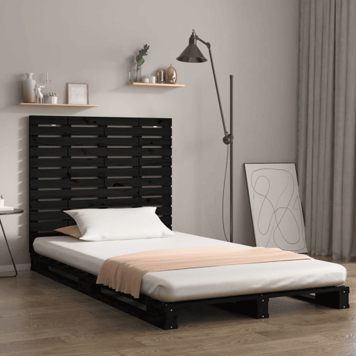 Cabeceira - Cabeceira de cama de parede 81x3x91,5 cm madeira de pinho maciça preto
