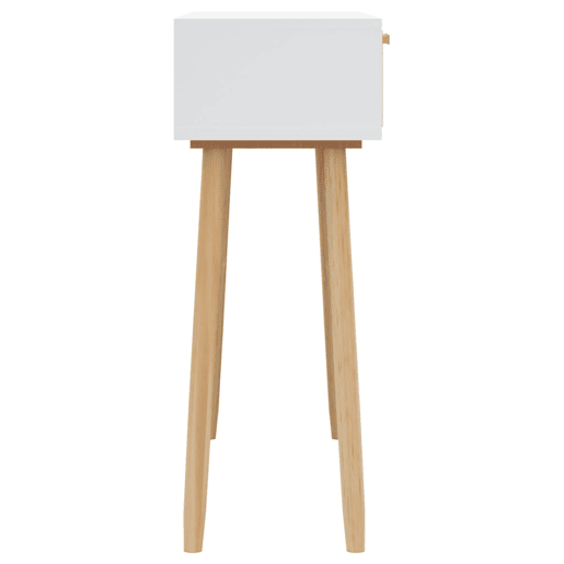 Mesa Consola - Mesa De Entrada 80x30x75 cm pinho maciço e vime natural branco