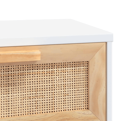 Mesa Consola - Mesa De Entrada 80x30x75 cm pinho maciço e vime natural branco
