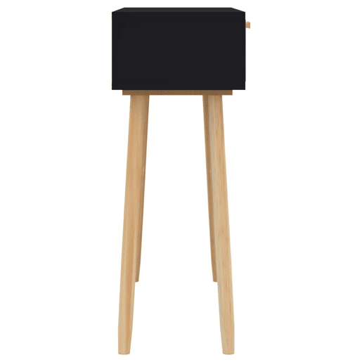 Mesa Consola - Mesa De Entrada 80x30x75 cm pinho maciço e vime natural preto