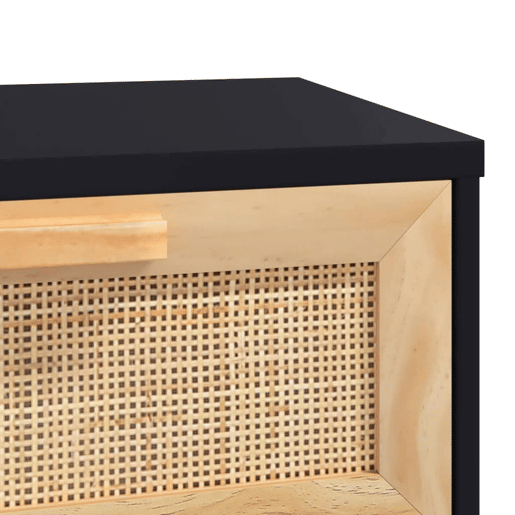 Mesa Consola - Mesa De Entrada 80x30x75 cm pinho maciço e vime natural preto