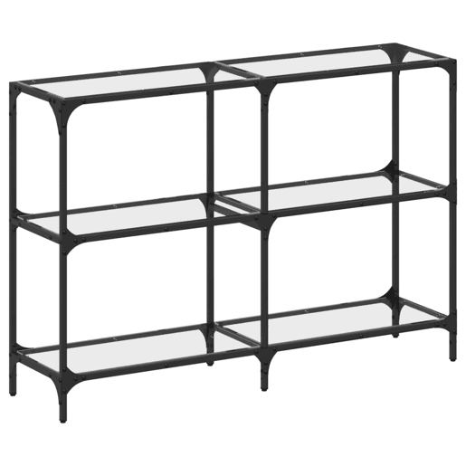 Mesa Consola - Mesa De Entrada com tampo em vidro transparente 118,5x30x81 cm aço