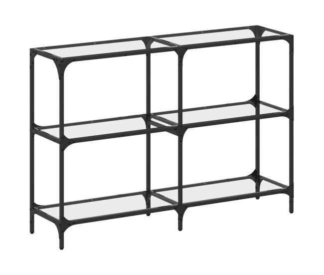 Mesa consola - mesa de entrada superficie vidrio transparente acero 118,5x30x81cm