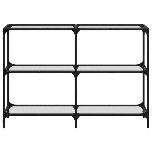 Mesa Consola - Mesa De Entrada com tampo em vidro transparente 118,5x30x81 cm aço