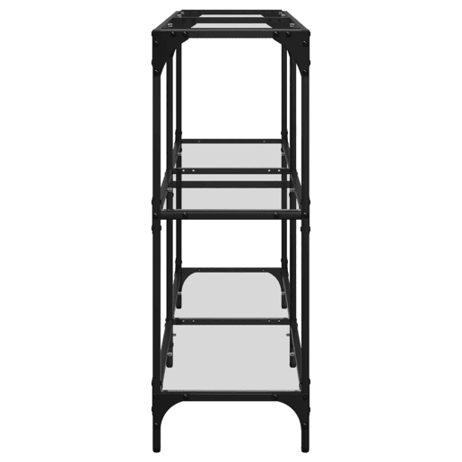 Mesa Consola - Mesa De Entrada com tampo em vidro transparente 118,5x30x81 cm aço
