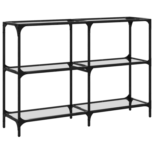 Mesa Consola - Mesa De Entrada com tampo em vidro transparente 118,5x30x81 cm aço
