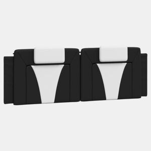 Almofadão de Cabeceira - Cabeceira de cama 160 cm couro artificial preto e branco