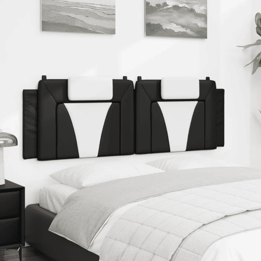 Almofadão de Cabeceira - Cabeceira de cama 160 cm couro artificial preto e branco
