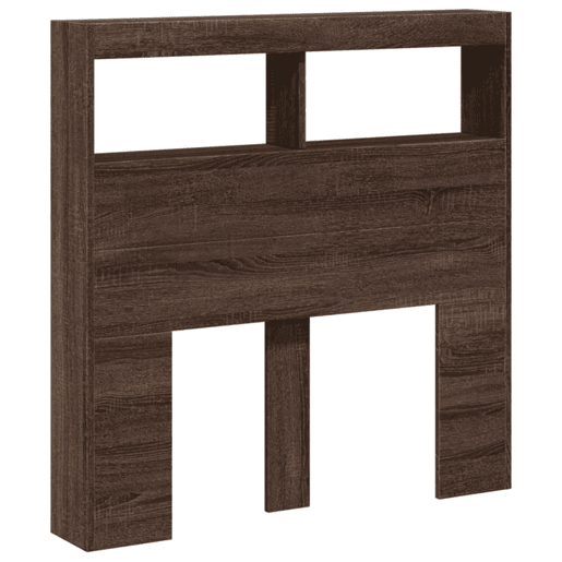 Armário Cabeceira - Cabeceira de cama c luzes LED 100x17x102 cm carvalho castanho