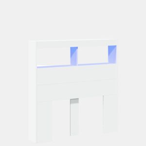 Armário de Cabeceira - Cabeceira de cama com luzes LED 100x17x102 cm branco