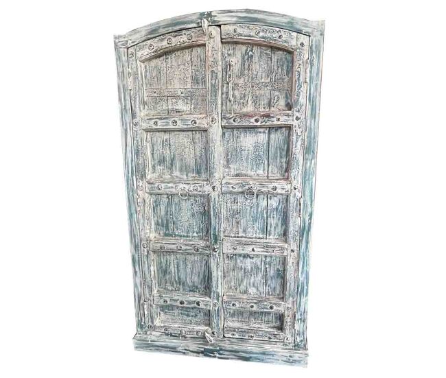 Armario de madera artesanal azul 107x42x192h