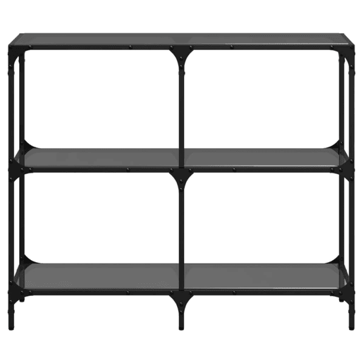 Mesa Consola - Mesa De Entrada com tampo em vidro preto 98x30x81 cm aço Mesa Consola - Mesa De Entrada com tampo em vidro preto 98x30x81 cm aço