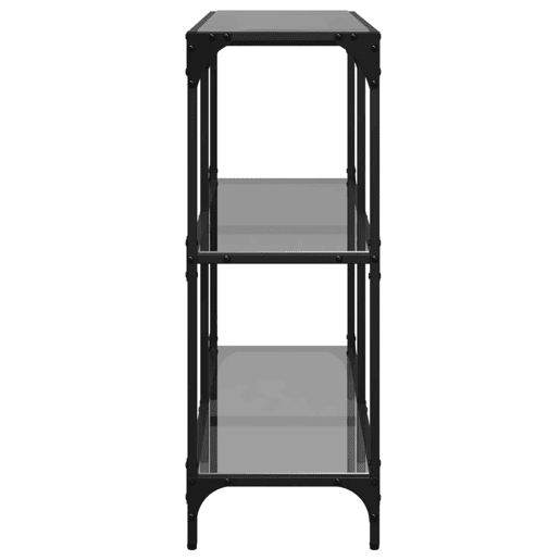 Mesa Consola - Mesa De Entrada com tampo em vidro preto 98x30x81 cm aço Mesa Consola - Mesa De Entrada com tampo em vidro preto 98x30x81 cm aço