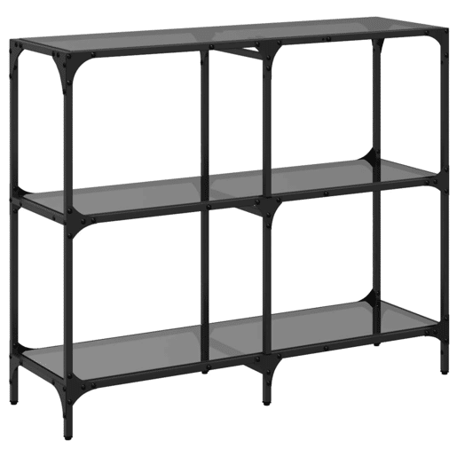 Mesa Consola - Mesa De Entrada com tampo em vidro preto 98x30x81 cm aço Mesa Consola - Mesa De Entrada com tampo em vidro preto 98x30x81 cm aço
