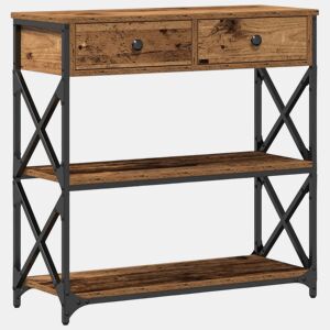 Mesa Consola - Mesa De Entrada com gaveta Madeira antiga 75 x 28 x 75 cm