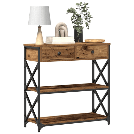 Mesa Consola - Mesa De Entrada com gaveta Madeira antiga 75 x 28 x 75 cm