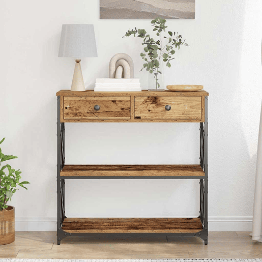 Mesa Consola - Mesa De Entrada com gaveta Madeira antiga 75 x 28 x 75 cm
