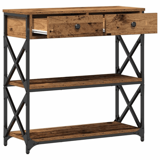 Mesa Consola - Mesa De Entrada com gaveta Madeira antiga 75 x 28 x 75 cm