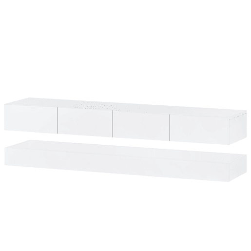 Móvel para TV LED 130x33x15 cm - Com 2 armários, 4 gavetas grandes, iluminação LED de 16 cores - Branco Móvel para TV LED 130x33x15 cm - Com 2 armários, 4 gavetas grandes, iluminação LED de 16 cores - Branco