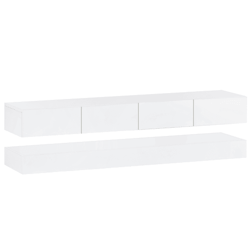 Móvel para TV LED 130x33x15 cm - Com 2 armários, 4 gavetas grandes, iluminação LED de 16 cores - Branco Móvel para TV LED 130x33x15 cm - Com 2 armários, 4 gavetas grandes, iluminação LED de 16 cores - Branco