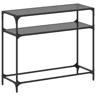 Mesa Consola - Mesa De Entrada com tampo em vidro preto 98x35x81 cm aço