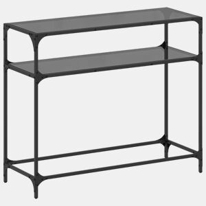 Mesa Consola - Mesa De Entrada com tampo em vidro preto 98x35x81 cm aço