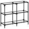 Mesa Consola - Mesa De Entrada com tampo em vidro transparente 98x30x81 cm aço