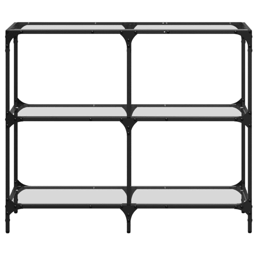 Mesa Consola - Mesa De Entrada com tampo em vidro transparente 98x30x81 cm aço