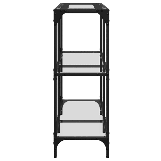Mesa Consola - Mesa De Entrada com tampo em vidro transparente 98x30x81 cm aço
