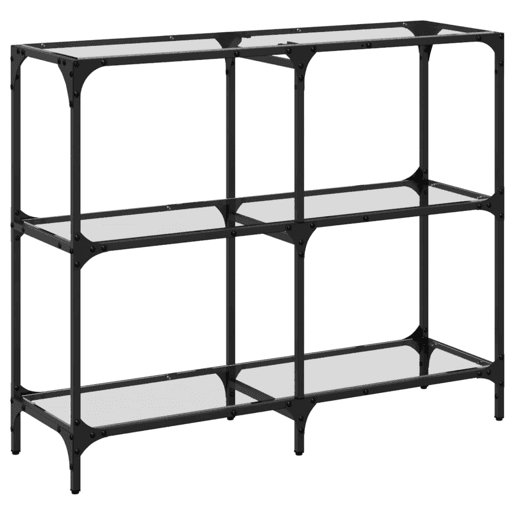 Mesa Consola - Mesa De Entrada com tampo em vidro transparente 98x30x81 cm aço