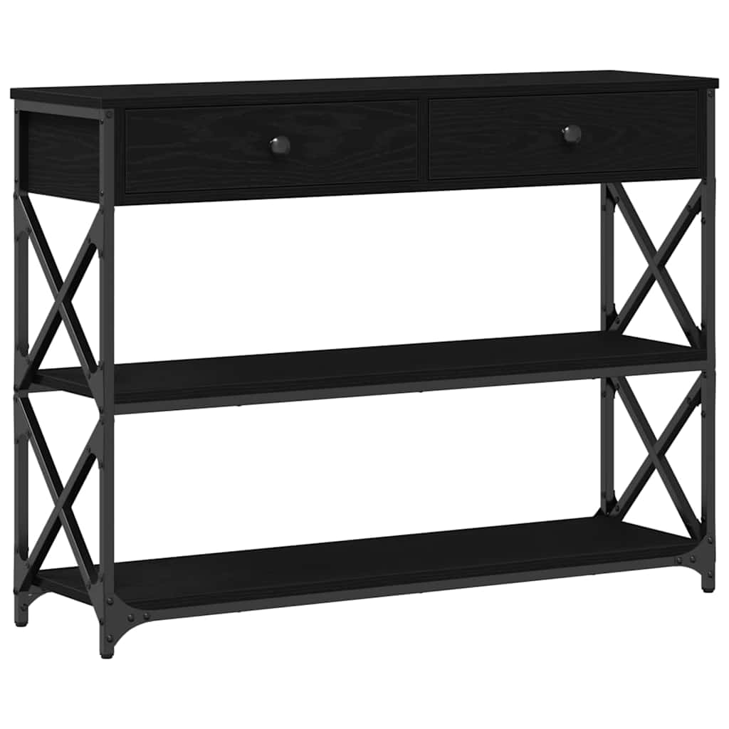 Mesa de consola - mesa de entrada con cajón roble negro 100 x 28 x 75 cm