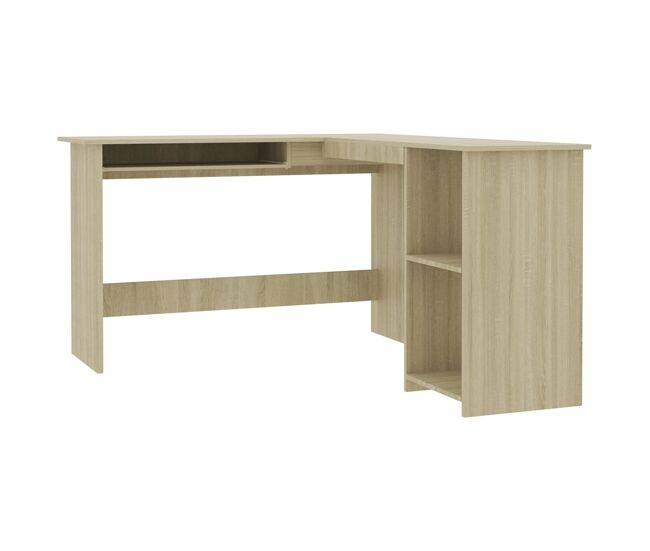 Escritorio - mesa de ordenador forma de l madera contrachapada roble 120x140x75 cm
