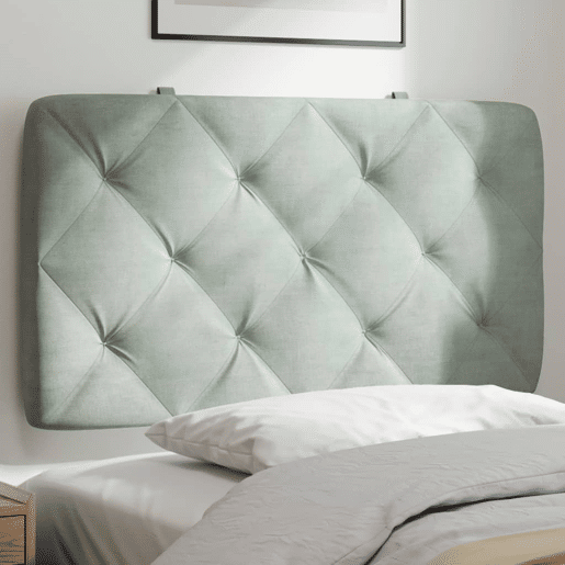 Almofadão de Cabeceira - Cabeceira de cama 80 cm veludo cinzento-claro