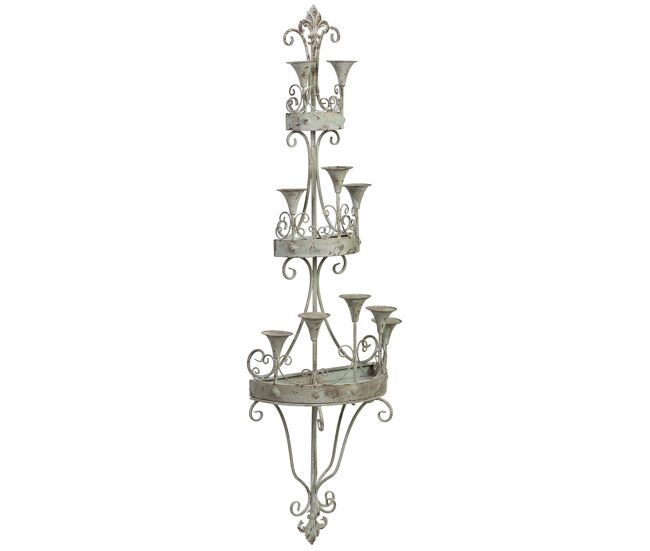 Aplique de pared de madera y metal envejecido gris 43.5x21x142cm