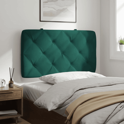 Almofadão de Cabeceira - Cabeceira de cama 90 cm veludo verde-escuro
