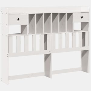 Cabeceira - Cabeceira de cama com arrumação 160 cm madeira de pinho maciça branco
