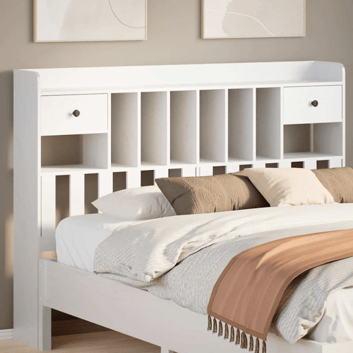 Cabeceira - Cabeceira de cama com arrumação 160 cm madeira de pinho maciça branco