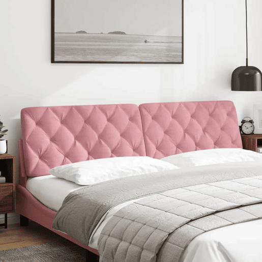 Almofadão de Cabeceira - Cabeceira de cama 200 cm veludo rosa