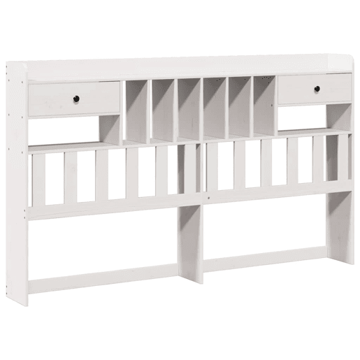 Cabeceira - Cabeceira de cama com arrumação 180 cm madeira de pinho maciça branco