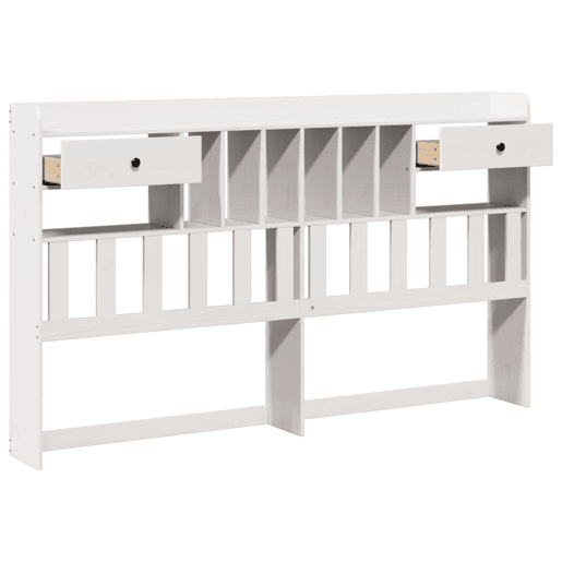 Cabeceira - Cabeceira de cama com arrumação 180 cm madeira de pinho maciça branco