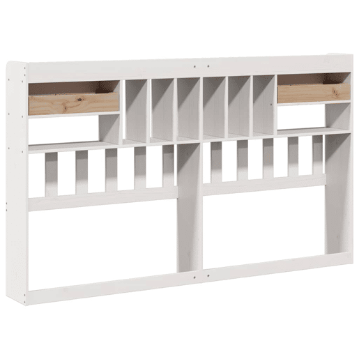 Cabeceira - Cabeceira de cama com arrumação 180 cm madeira de pinho maciça branco