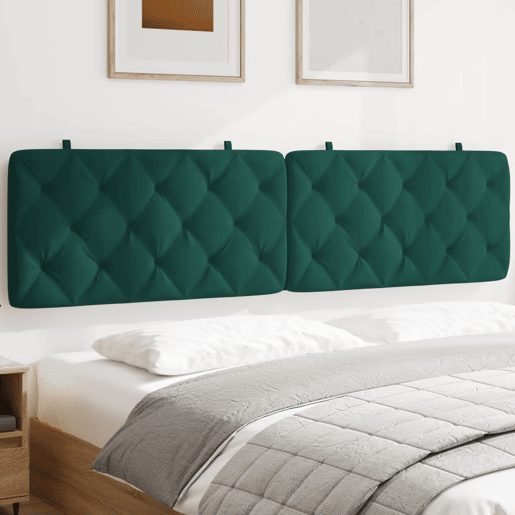 Almofadão de Cabeceira - Cabeceira de cama 200 cm veludo verde-escuro